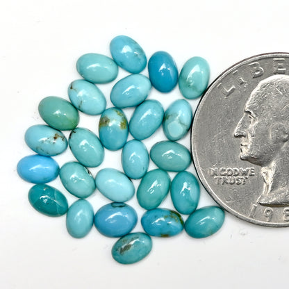 9.75cts Kingman Turquoise Smooth Cabochons Oval shape 4x6mm AA Grade Loose Gemstone - Total 25 pcs