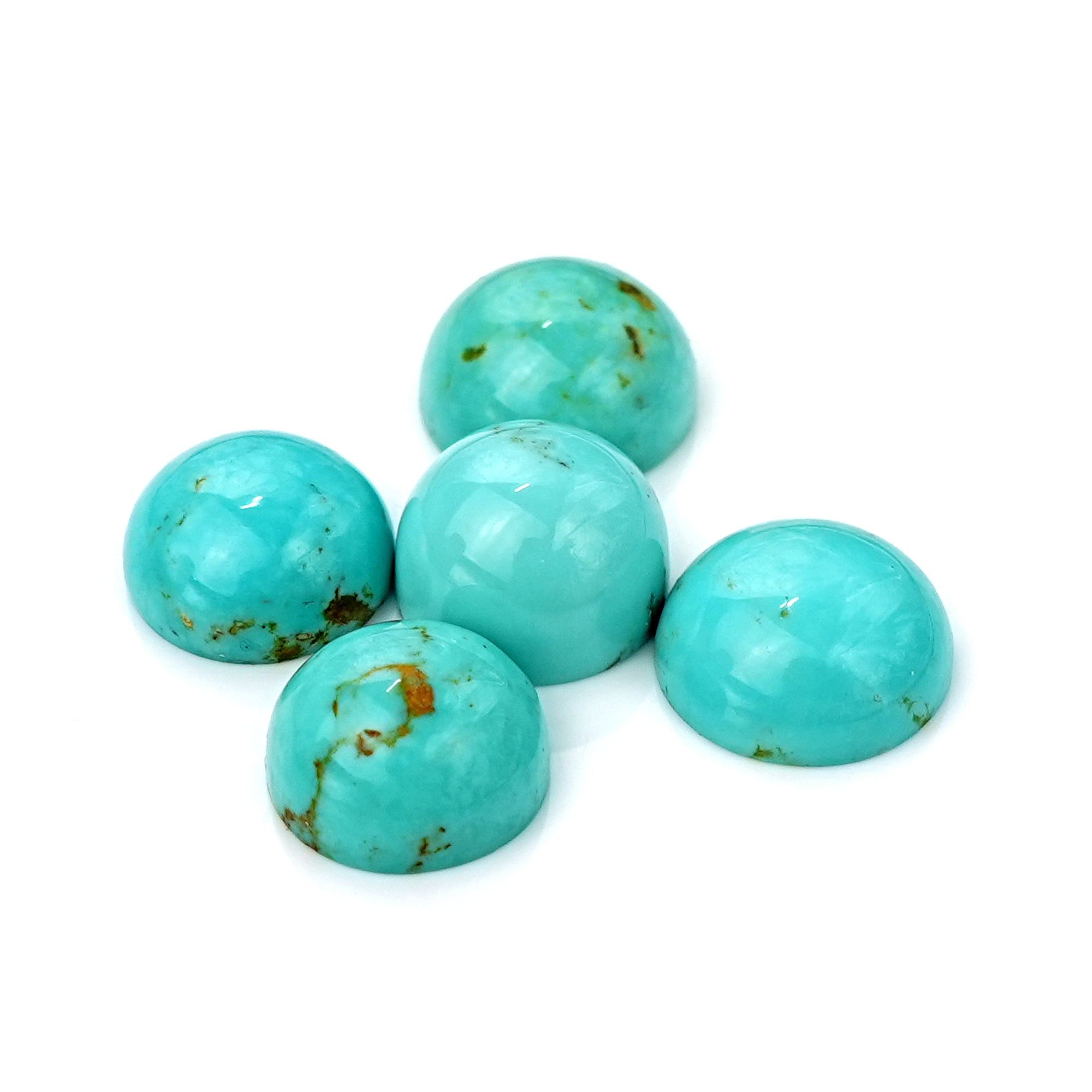 Kingman Turquoise Round Cabochons | Blue Gemstone For Jewelry Meaking - 5 Pieces