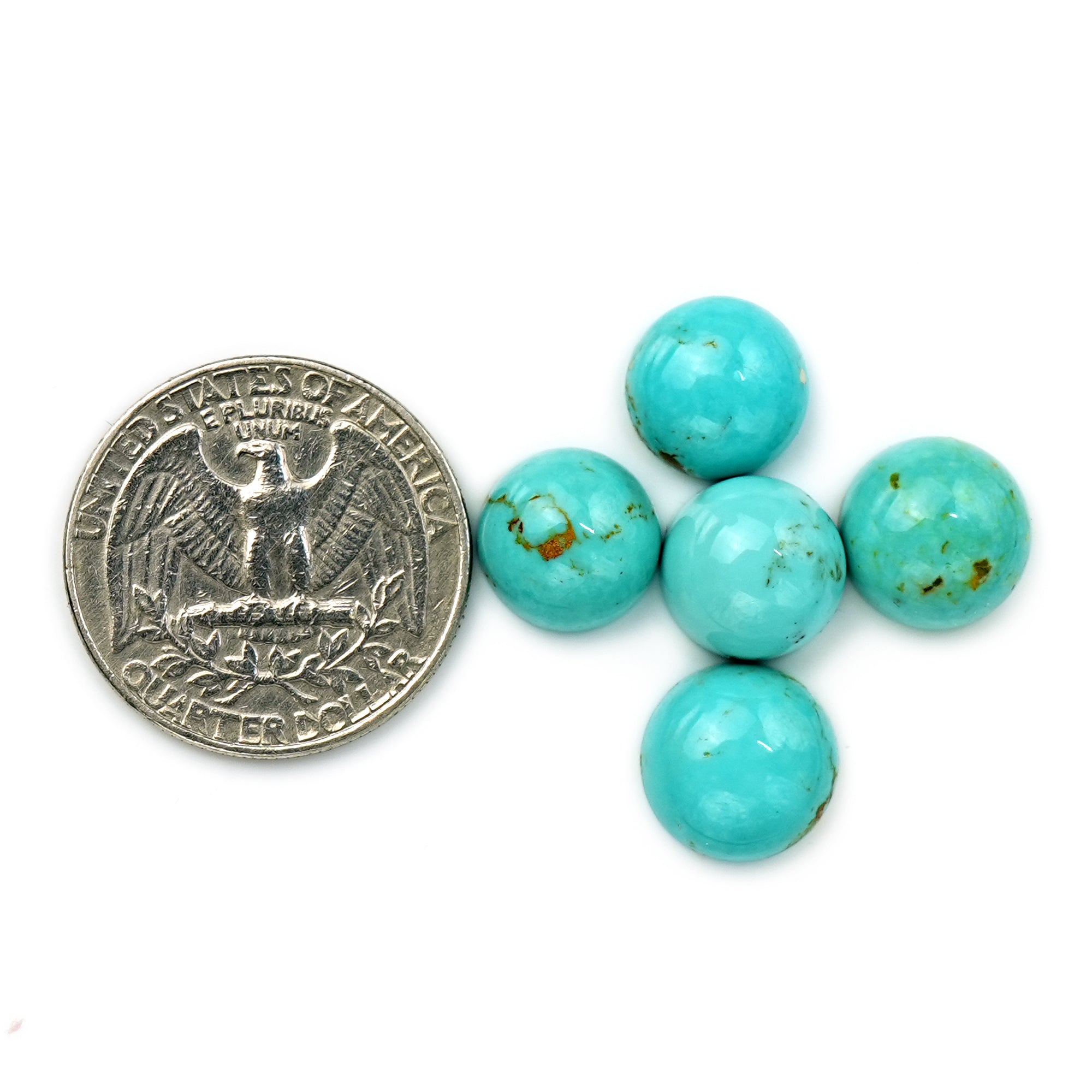 Kingman Turquoise Round Cabochons | Blue Gemstone For Jewelry Meaking - 5 Pieces