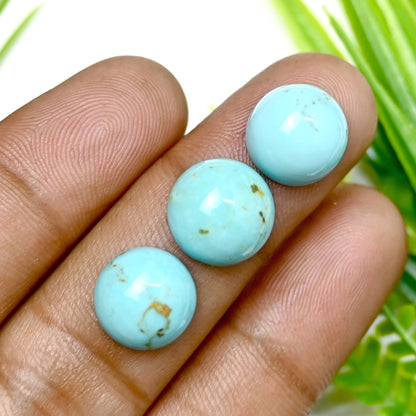 23.5cts Kingman Turquoise Smooth Cabochons Round shape 12mm AA Grade Loose Gemstone - Total 10 pcs