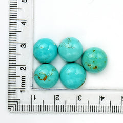 Kingman Turquoise Round Cabochons | Blue Gemstone For Jewelry Meaking - 5 Pieces