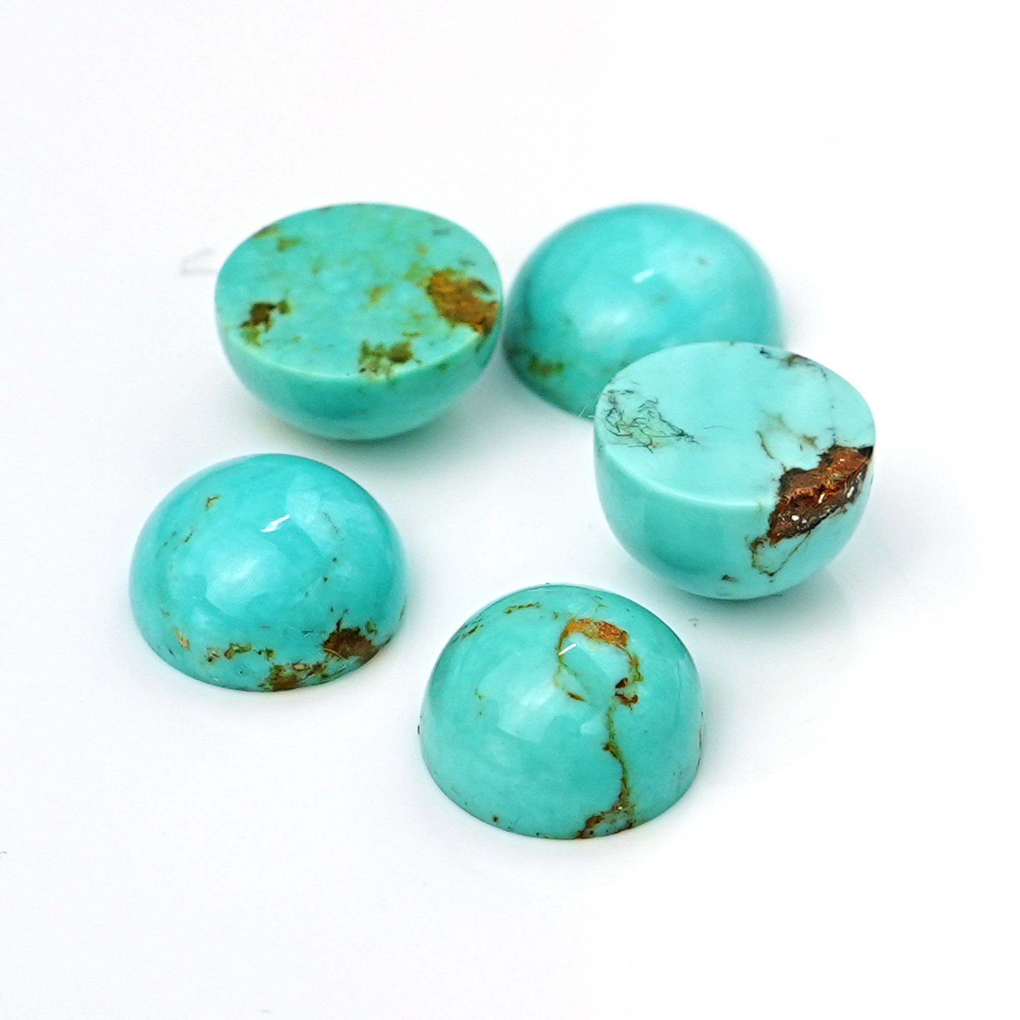 Kingman Turquoise Round Cabochons | Blue Gemstone For Jewelry Meaking - 5 Pieces