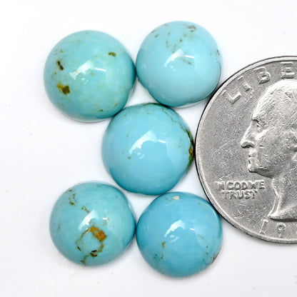 23.5cts Kingman Turquoise Smooth Cabochons Round shape 12mm AA Grade Loose Gemstone - Total 10 pcs