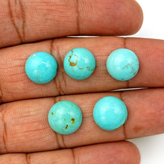 Kingman Turquoise Round Cabochons | Blue Gemstone For Jewelry Meaking - 5 Pieces