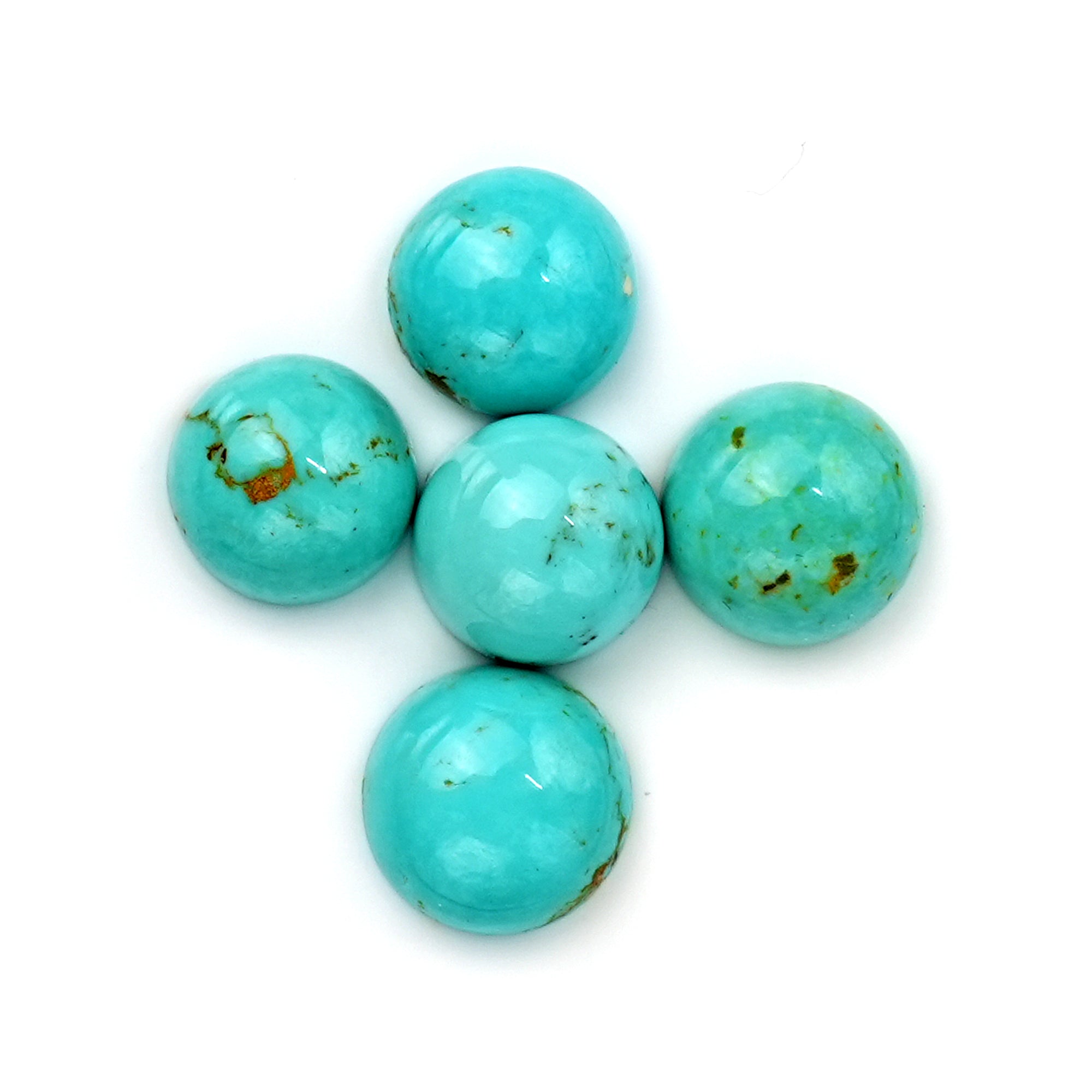 Kingman Turquoise Round Cabochons | Blue Gemstone For Jewelry Meaking - 5 Pieces