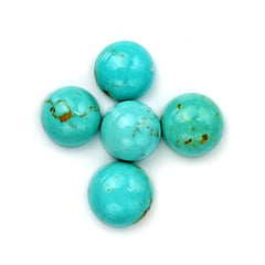 Kingman Turquoise Round Cabochons | Blue Gemstone For Jewelry Meaking - 5 Pieces