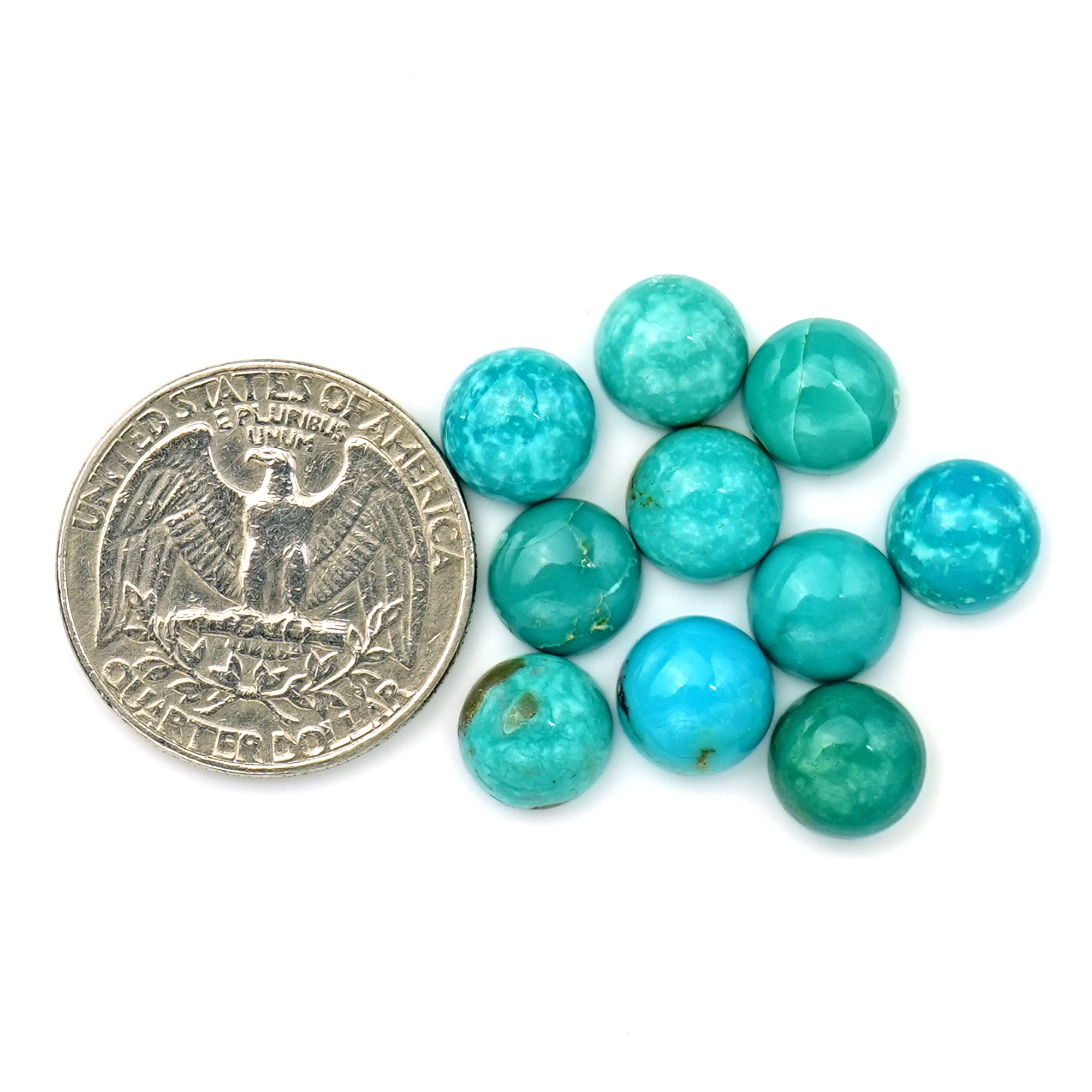 Kingman Turquoise Round Cabochons | Blue Gemstone For Jewelry Meaking - 10 Pieces