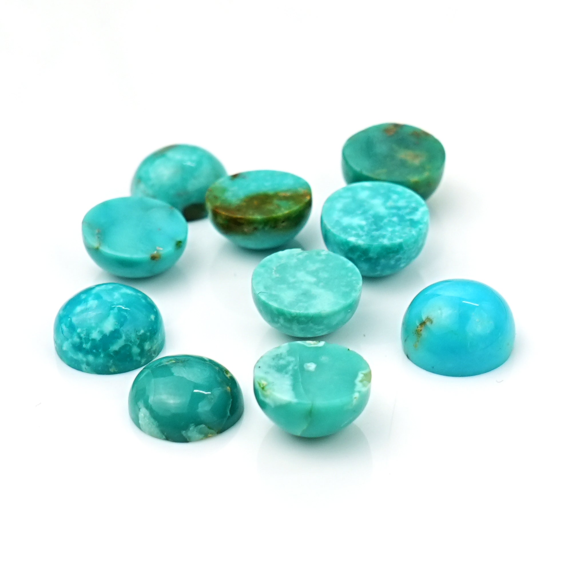 Kingman Turquoise Round Cabochons | Blue Gemstone For Jewelry Meaking - 10 Pieces