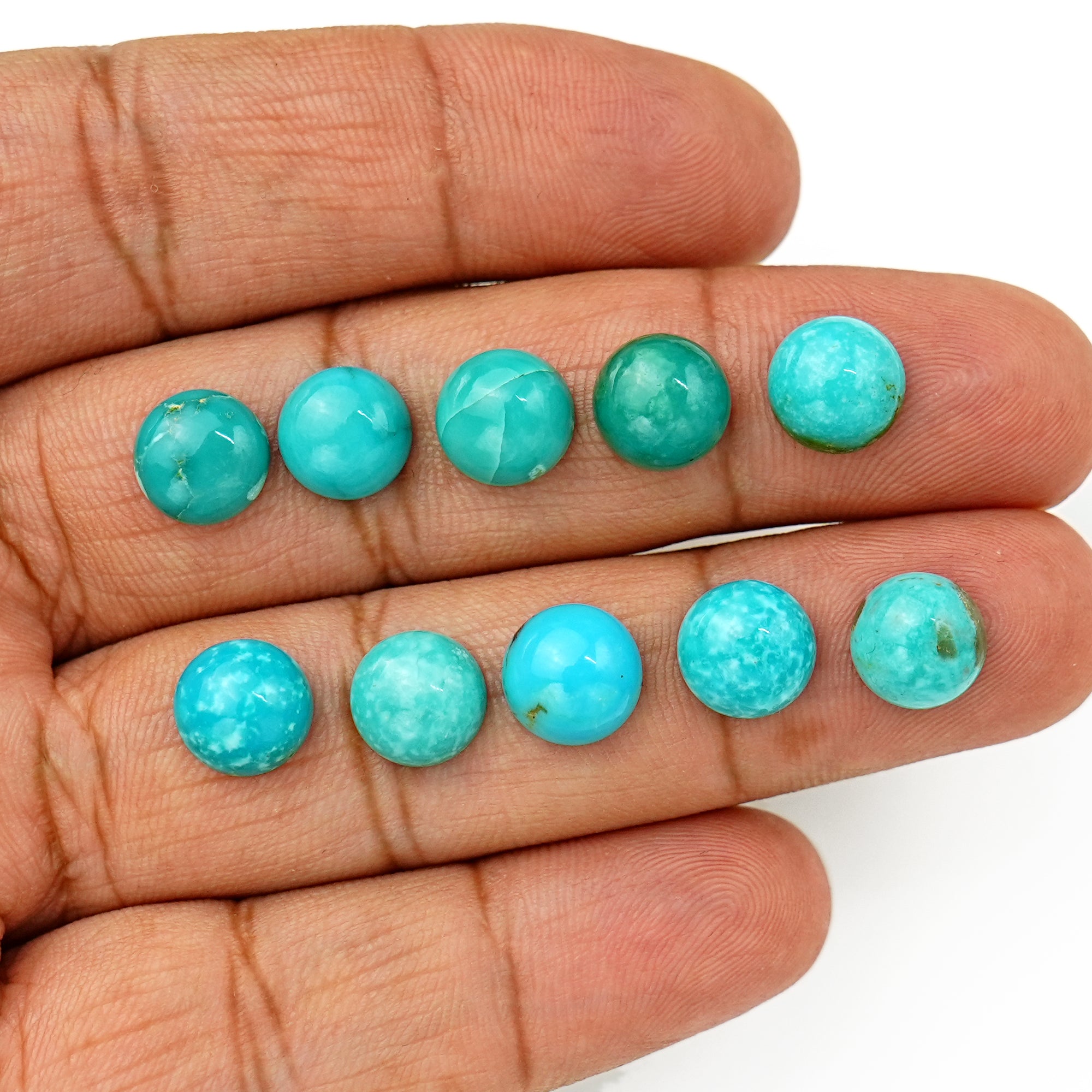 Kingman Turquoise Round Cabochons | Blue Gemstone For Jewelry Meaking - 10 Pieces