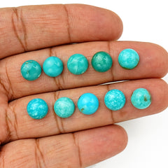 Kingman Turquoise Round Cabochons | Blue Gemstone For Jewelry Meaking - 10 Pieces