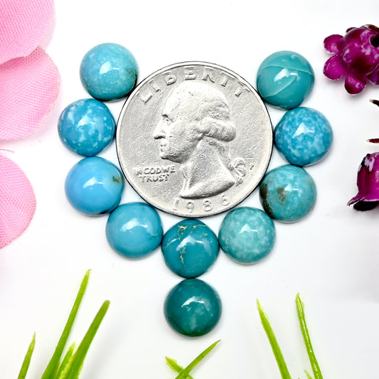 27.55cts Kingman Turquoise Smooth Cabochons Round shape 9mm AA Grade Loose Gemstone - Total 10 pcs