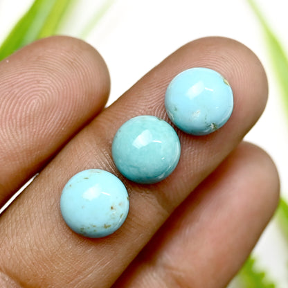 23.75cts Kingman Turquoise Smooth Cabochons Round shape 9mm AA Grade Loose Gemstone - Total 10 pcs