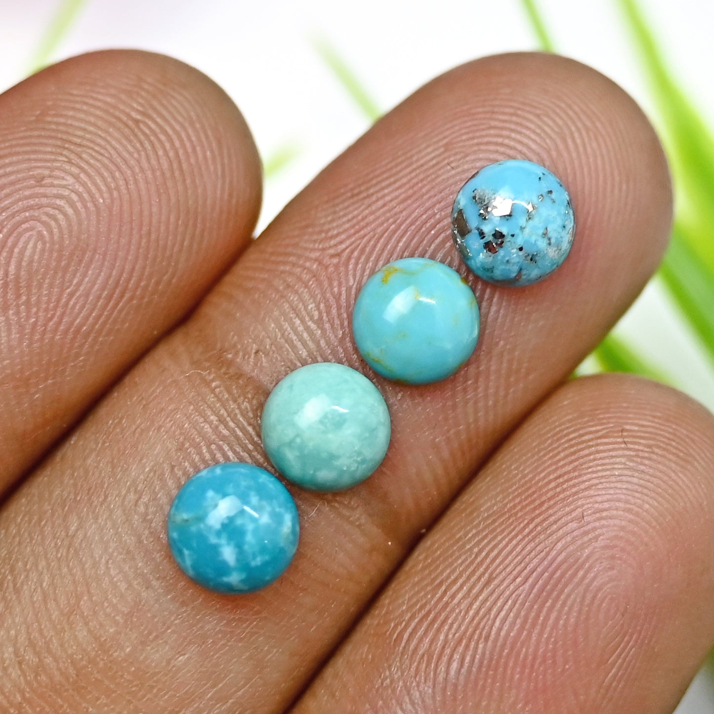 19.1cts Kingman Turquoise Smooth Cabochons Round shape 6mm AA Grade Loose Gemstone - Total 20 pcs