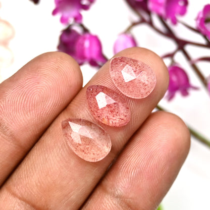 26.8cts Strawberry Quartz Rosecut Cabochon 7x11mm - 8x12mm AA Grade Gemstone Parcel - Total 11 Pcs