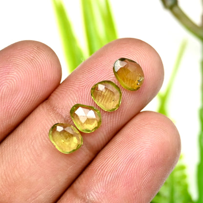 31.3cts Peridot Rosecut Cabochon 5x7mm - 6x8mm Free Form Shape AA Grade Gemstone Parcel - Total 36 Pcs