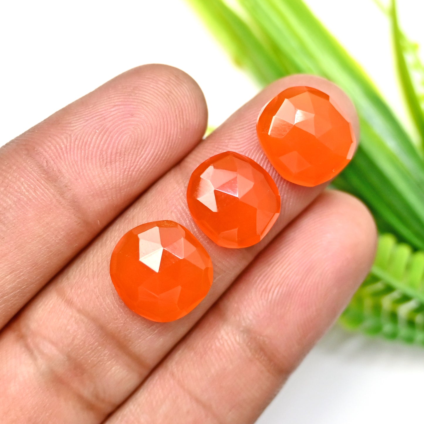 41.50cts Natural Carnelian 11x13mm - 12x12mm Freeform Rose Cut Cabochon AA Grade Gemstone Parcel -Total 10 Pcs