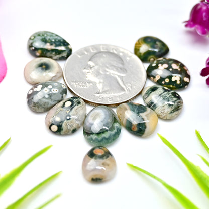 31.9 carats Ocean Jasper  Mix Shape Cabochon 9x12mm - 10x14mm  AA Grade Gemstone Parcel - Total 10 Pcs