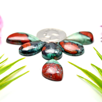 93.7cts Sonora Sunrise Chrysocolla Smooth Cabochon 16x26mm - 14x24mm Mix Shape AA Grade Gemstone Parcel -Total 6 Pcs