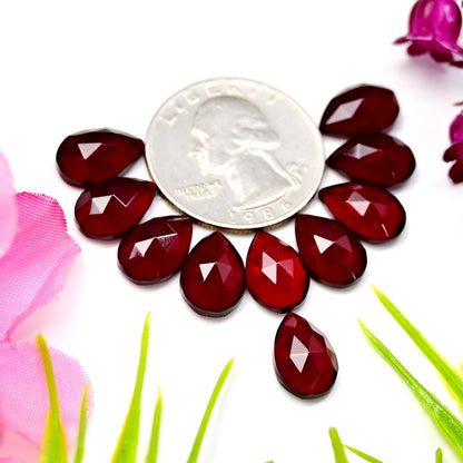 28.2cts Red Quartz Rosecut Cabochon 8x12mm AA Grade Gemstone Parcel -Total 10 Pcs