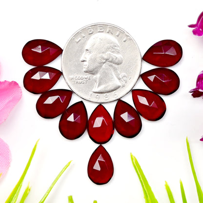 28.2cts Red Quartz Rosecut Cabochon 8x12mm AA Grade Gemstone Parcel -Total 10 Pcs