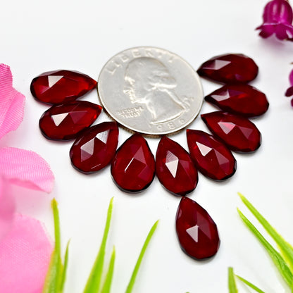 39cts Red Quartz Rosecut Cabochon 9x15mm AA Grade Gemstone Parcel -Total 10 Pcs