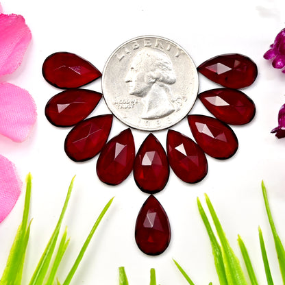 37cts Red Quartz Rosecut Cabochon 9x15mm AA Grade Gemstone Parcel -Total 10 Pcs