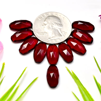 33cts Red Quartz Rosecut Cabochon 7x14mm AA Grade Gemstone Parcel -Total 10 Pcs