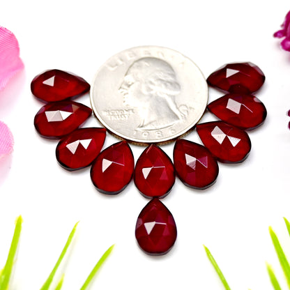 27.6cts Red Quartz Rosecut Cabochon 8x12mm AA Grade Gemstone Parcel -Total 10 Pcs