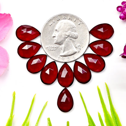 27.6cts Red Quartz Rosecut Cabochon 8x12mm AA Grade Gemstone Parcel -Total 10 Pcs