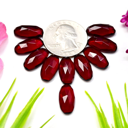 45cts Red Quartz Rosecut Cabochon 8x16mm AA Grade Gemstone Parcel -Total 10 Pcs