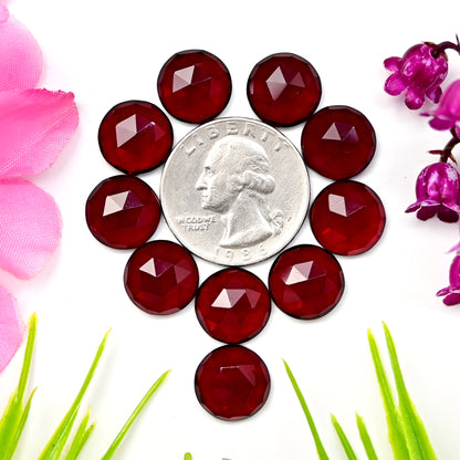 48.5cts Red Quartz Rosecut Cabochon 12x12mm AA Grade Gemstone Parcel -Total 10 Pcs