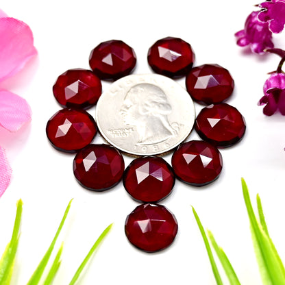 48.5cts Red Quartz Rosecut Cabochon 12x12mm AA Grade Gemstone Parcel -Total 10 Pcs