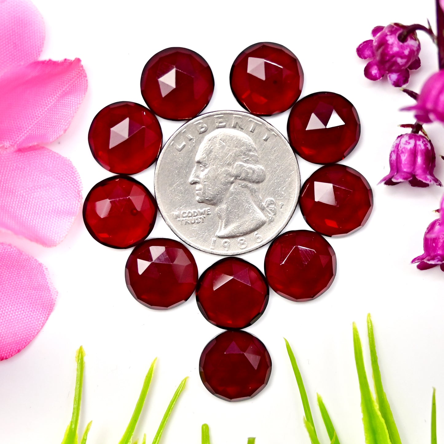 48.5cts Red Quartz Rosecut Cabochon 12x12mm AA Grade Gemstone Parcel -Total 10 Pcs