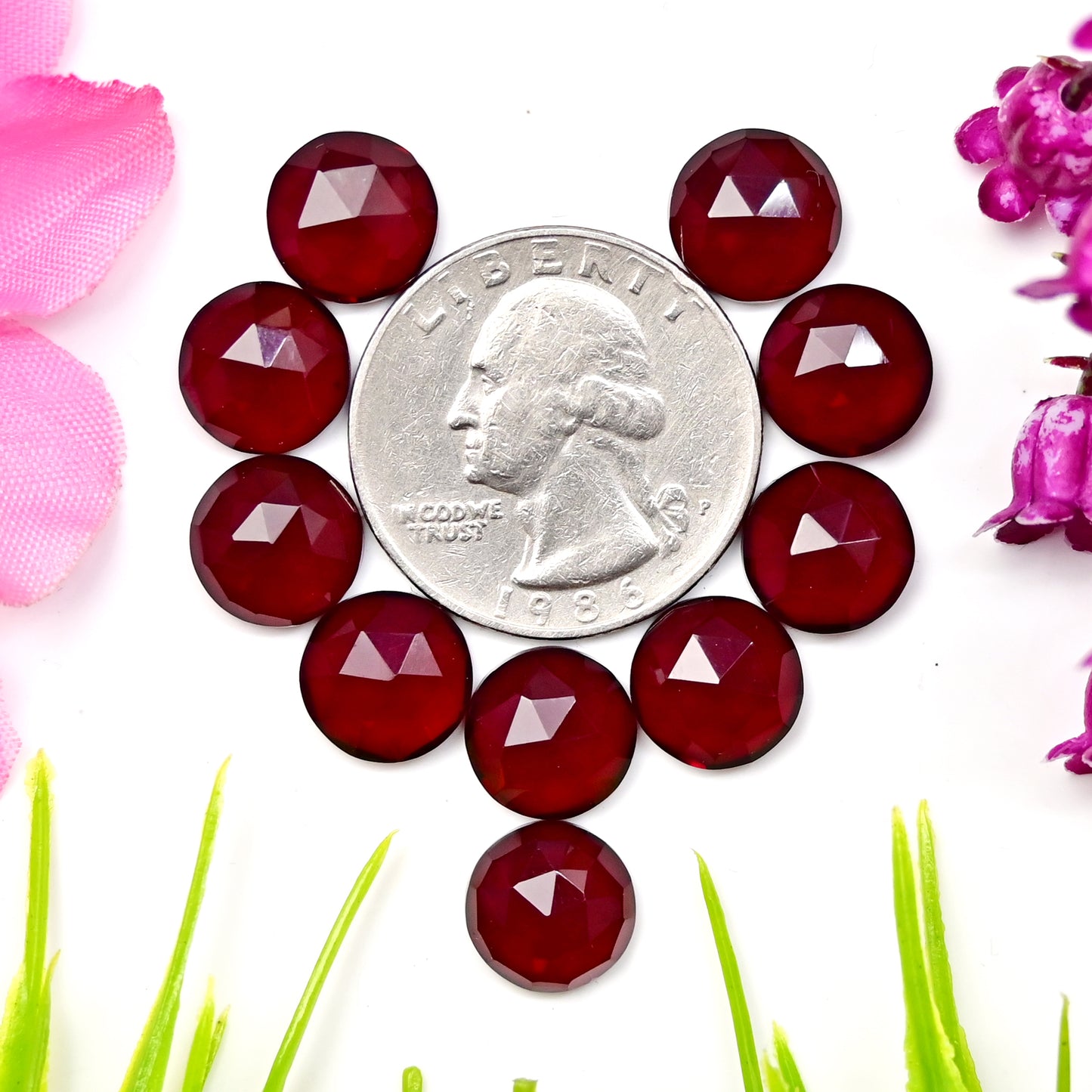 31.9cts Red Quartz Rosecut Cabochon 10x10mm AA Grade Gemstone Parcel -Total 10 Pcs