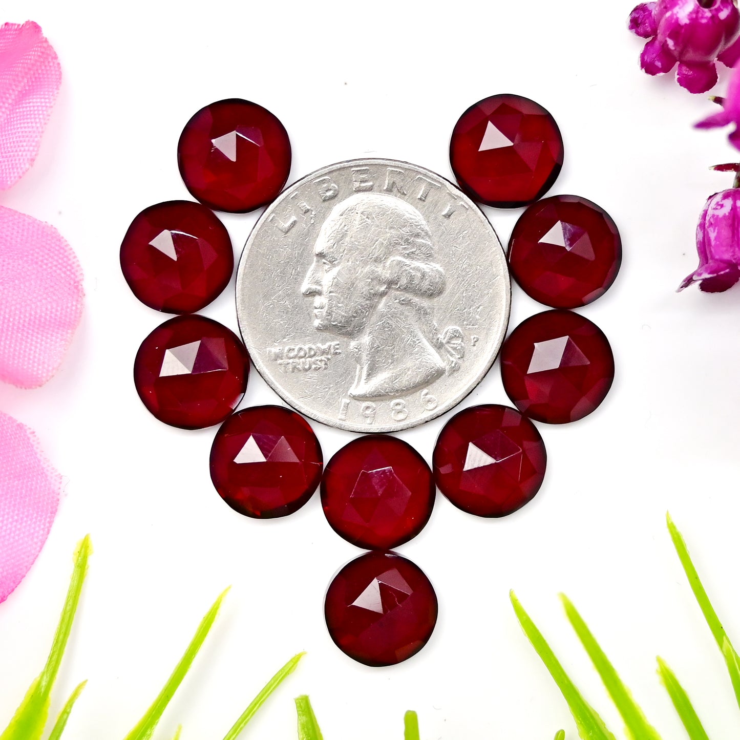 31cts Red Quartz Rosecut Cabochon 10x10mm AA Grade Gemstone Parcel -Total 10 Pcs