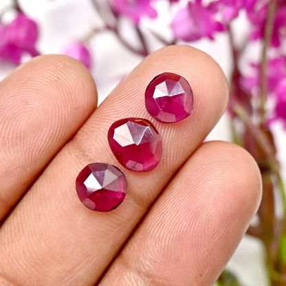 43.6cts Rhodolite Garnet Rosecut Cabochon 5x7mm - 6x11mm AA Grade Gemstone Parcel - Total 30 Pcs