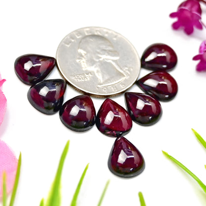 40.7cts Almandine Garnet Smooth Cabochon 10x12mm AA Grade Gemstone Parcel - Total 8 Pcs