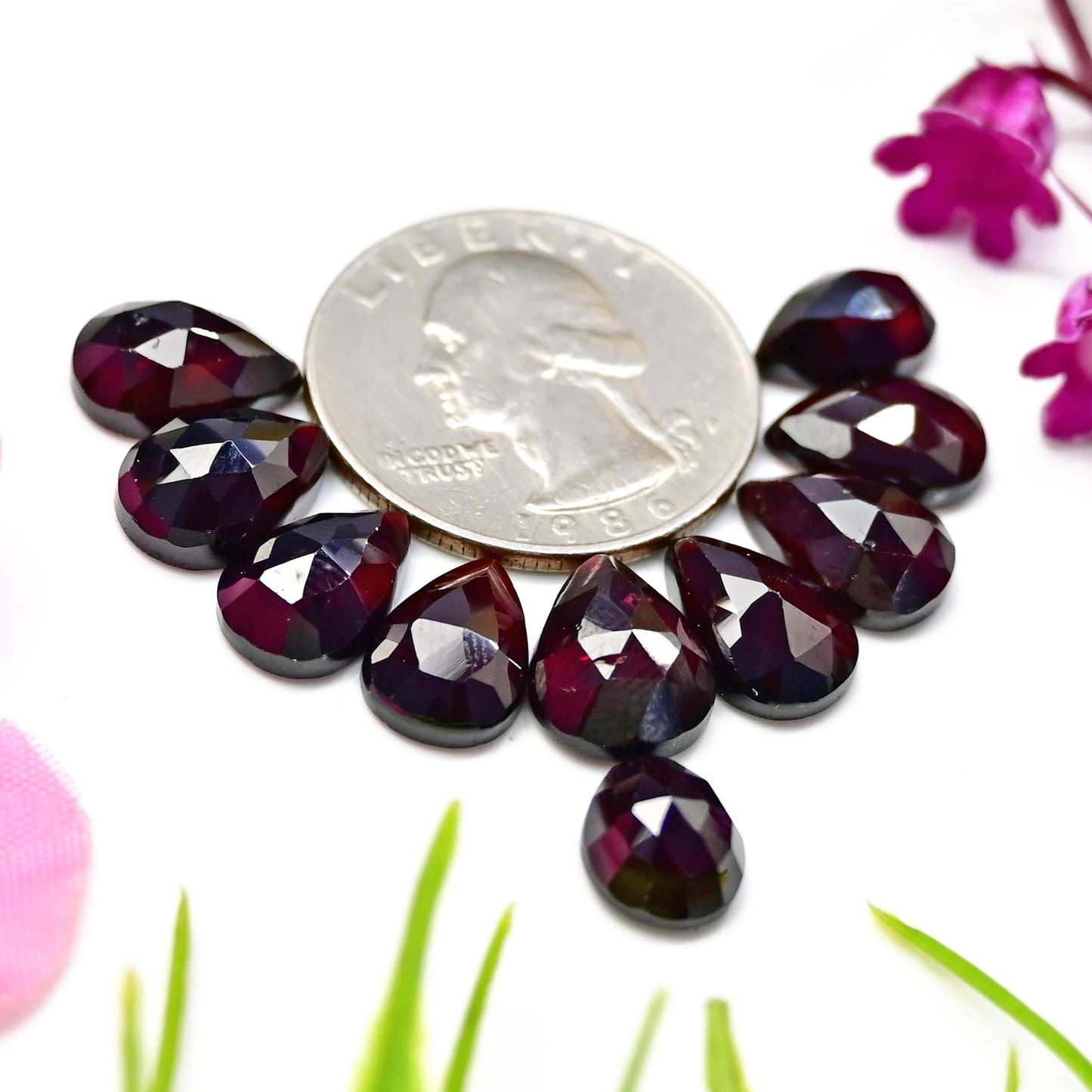 42.2cts Almandine Garnet Rosecut Cabochon 8x12mm AA Grade Gemstone Parcel - Total 10 Pcs