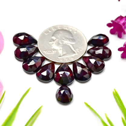 42.2cts Almandine Garnet Rosecut Cabochon 8x12mm AA Grade Gemstone Parcel - Total 10 Pcs