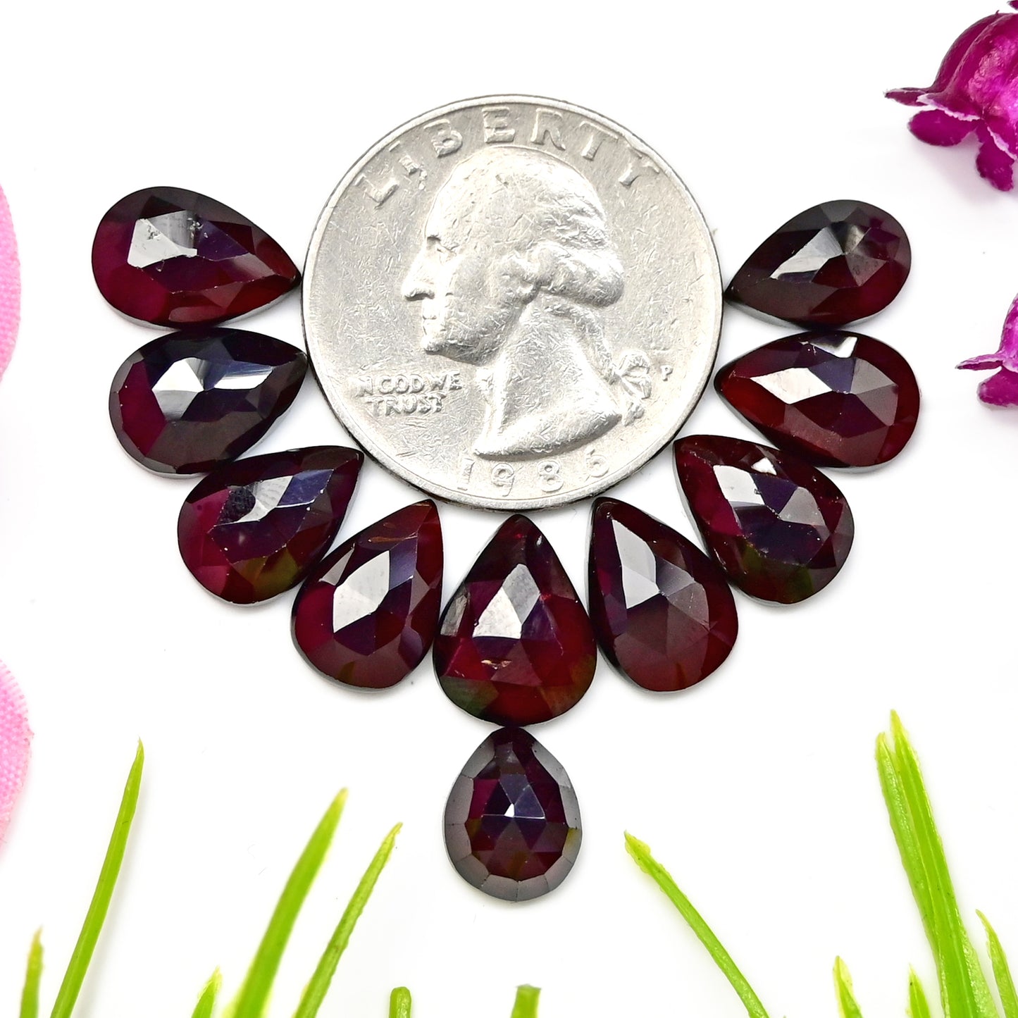 42.2cts Almandine Garnet Rosecut Cabochon 8x12mm AA Grade Gemstone Parcel - Total 10 Pcs