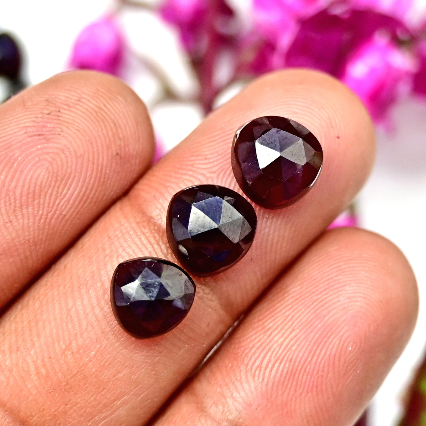 38.4cts Almandine Garnet Rosecut Cabochon 7x7mm - 9x9mm AA Grade Gemstone Parcel - Total 14 Pcs