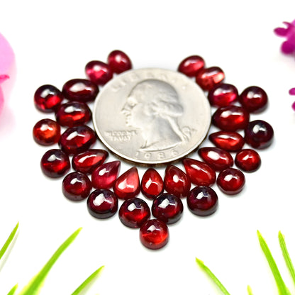 38.9cts Mozambique Garnet Smooth Cabochon 5x7mm - 6x8mm AA Grade Gemstone Parcel - Total 30 Pcs