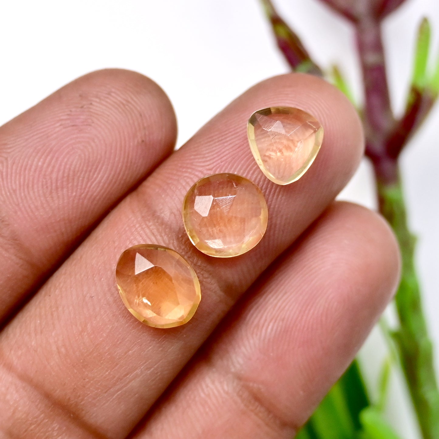 35.7cts Citrine Rose Cut Cabochon 7x10mm - 8x11mm Free Form Shape AA Grade Gemstone Parcel -Total 20 Pcs