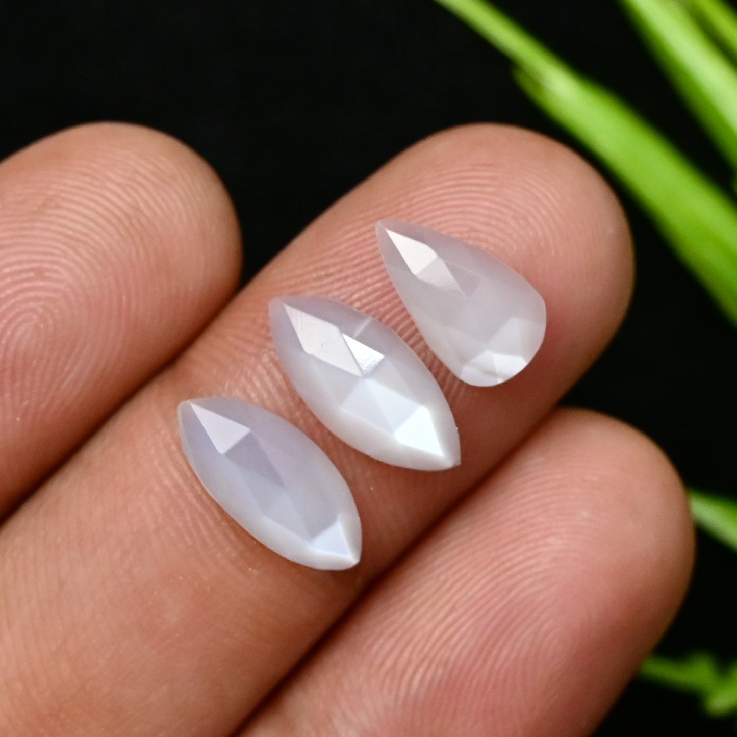 38.8cts White Moonstone Rosecut Cabochon 4x10mm - 6x12mm Mix Shape AA Grade Gemstone Parcel -Total 42 Pcs