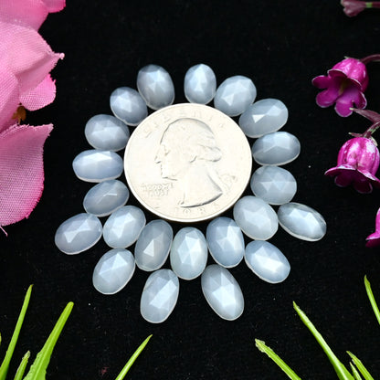 28cts White Moonstone Rosecut Cabochon 7x9mm - 6x10mm Oval Shape AA Grade Gemstone Parcel -Total 21 Pcs