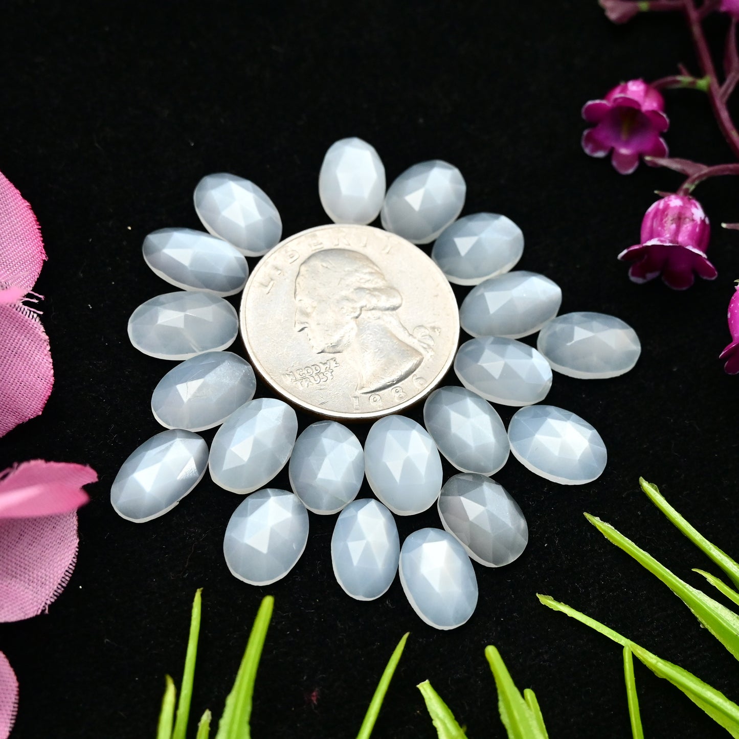 41.6cts White Moonstone Rosecut Cabochon 8x11mm - 7x12mm Oval Shape AA Grade Gemstone Parcel -Total 20 Pcs