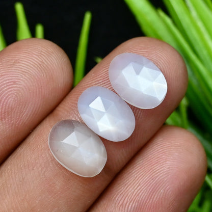 41.6cts White Moonstone Rosecut Cabochon 8x11mm - 7x12mm Oval Shape AA Grade Gemstone Parcel -Total 20 Pcs