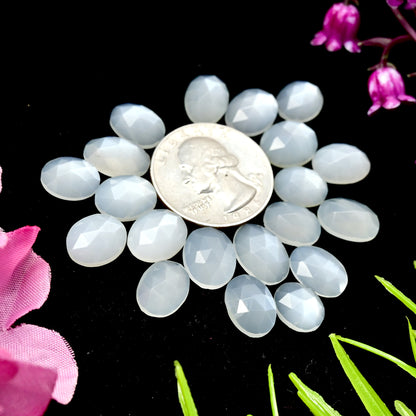 55.20cts White Moonstone Rosecut Cabochon 10x12mm - 8x10mm Oval Shape AA Grade Gemstone Parcel -Total 20 Pcs