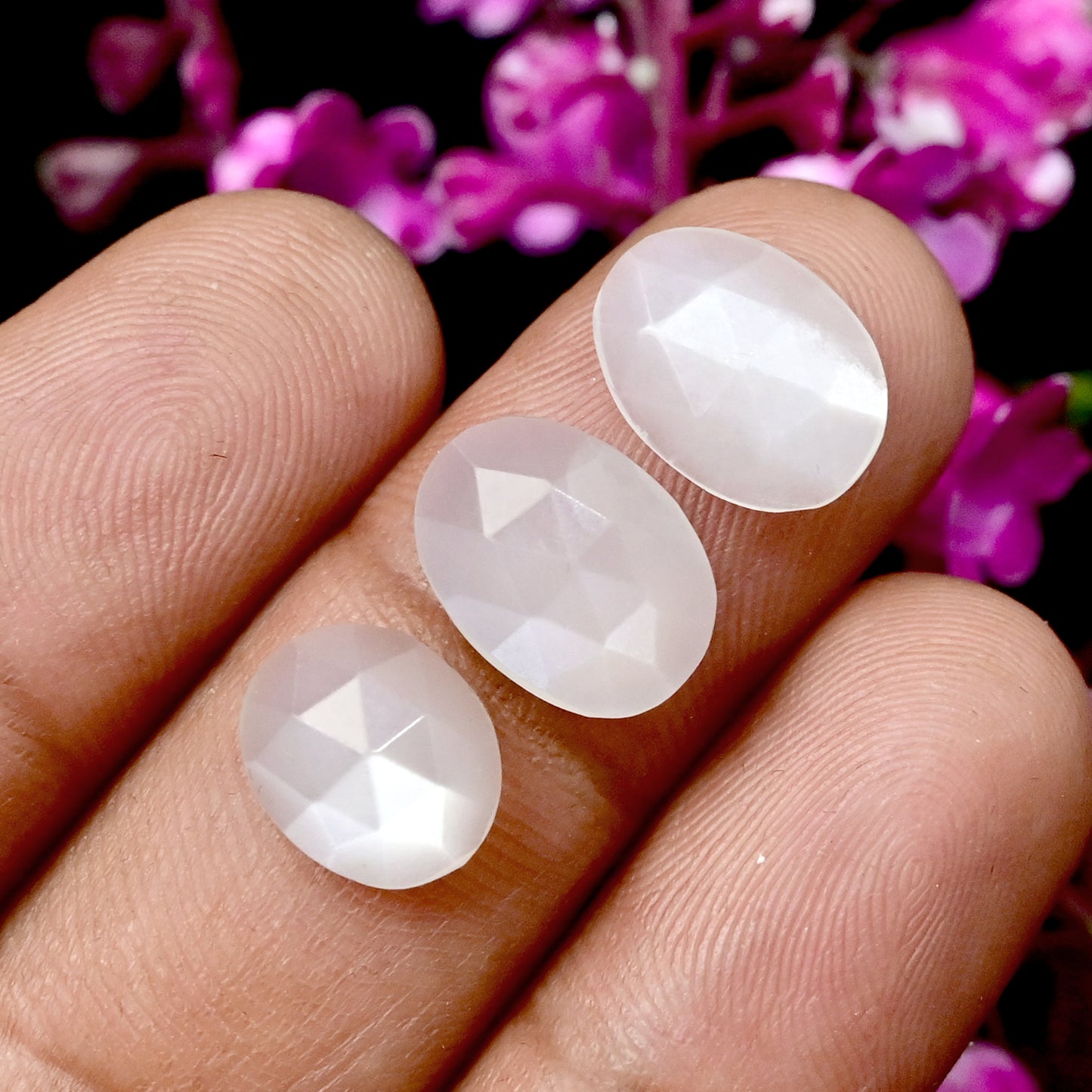 55.20cts White Moonstone Rosecut Cabochon 10x12mm - 8x10mm Oval Shape AA Grade Gemstone Parcel -Total 20 Pcs