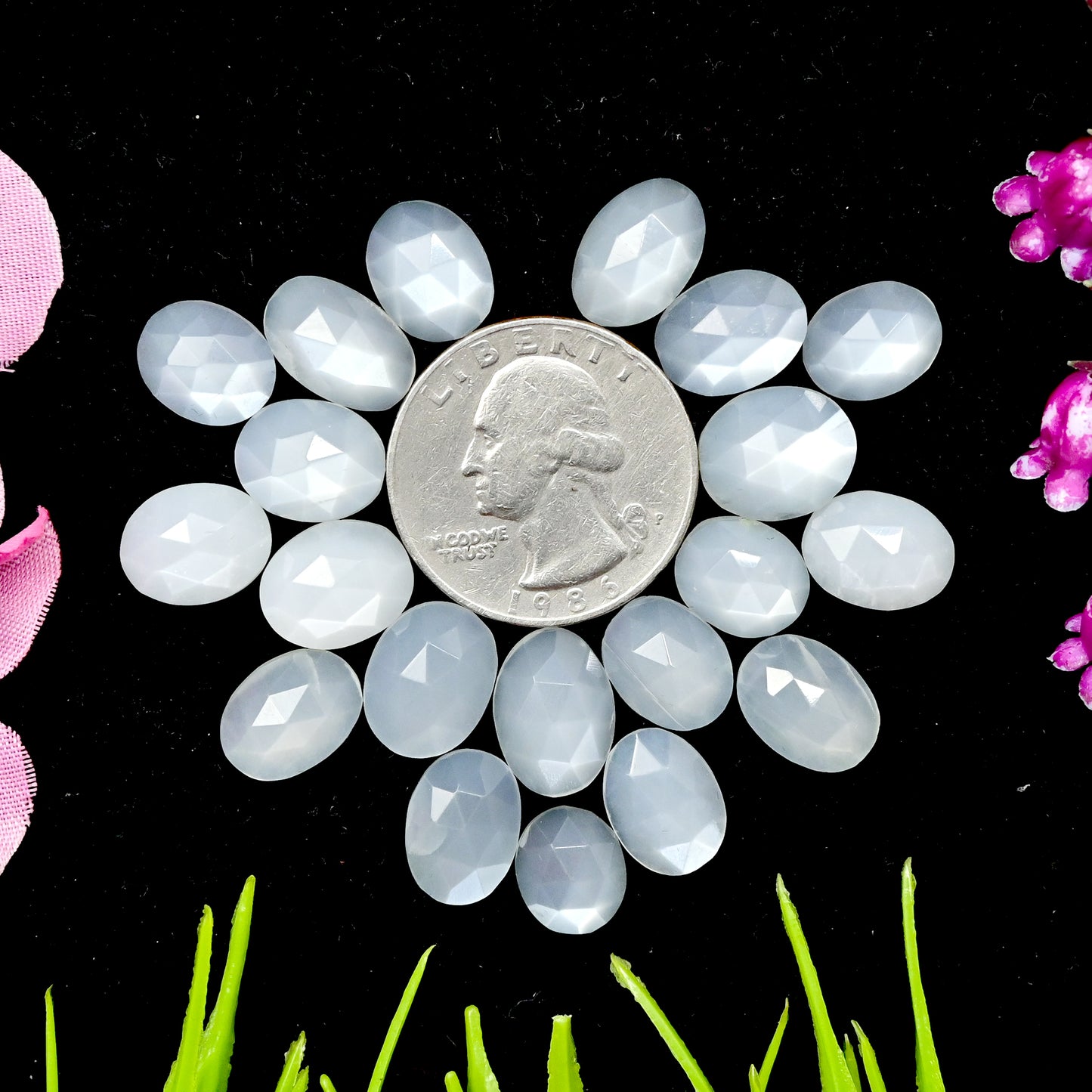 55.20cts White Moonstone Rosecut Cabochon 10x12mm - 8x10mm Oval Shape AA Grade Gemstone Parcel -Total 20 Pcs